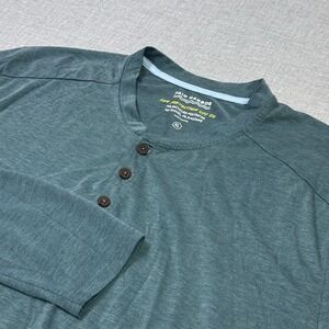 Fair Harbor Sun Protection UPF 50 Henley Shirt Mens XL Green Long Sleeve Tagless